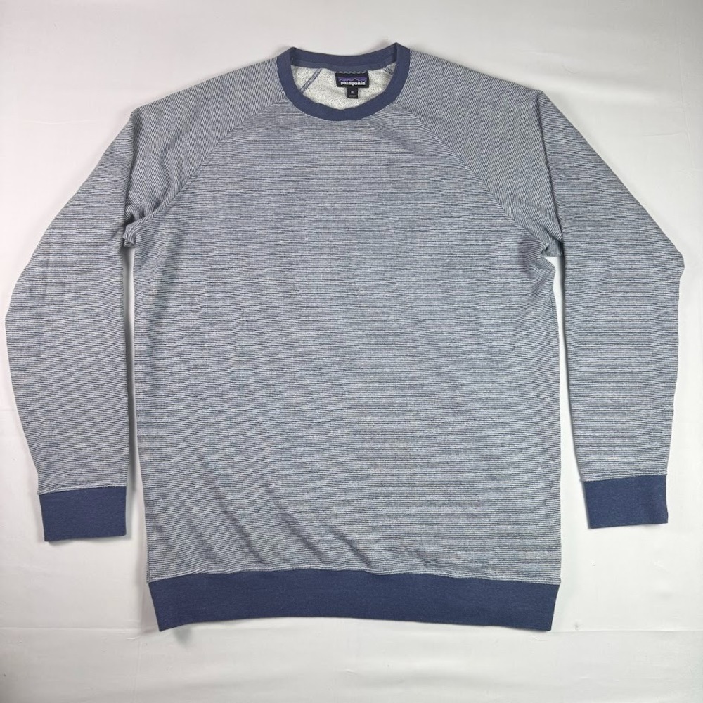 Patagonia Trail Harbor Sweater Men's XL Gray Crew Neck Sweatshirt Heather Stripe
